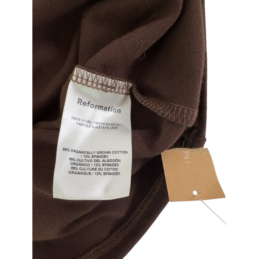 Reformation Aubriella Knit Dress Cafe V-neck Body con Organic Cotton - Large - Picture 7 of 7